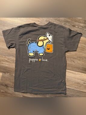 Puppie Love Halloween Puppy Graphic T-Shirt - Gray Large